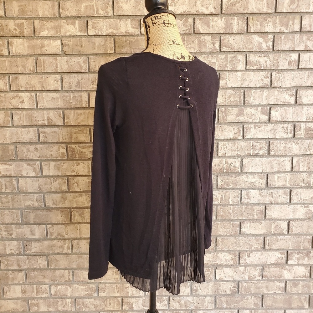 Black W5 pleated sheer flow open back women's